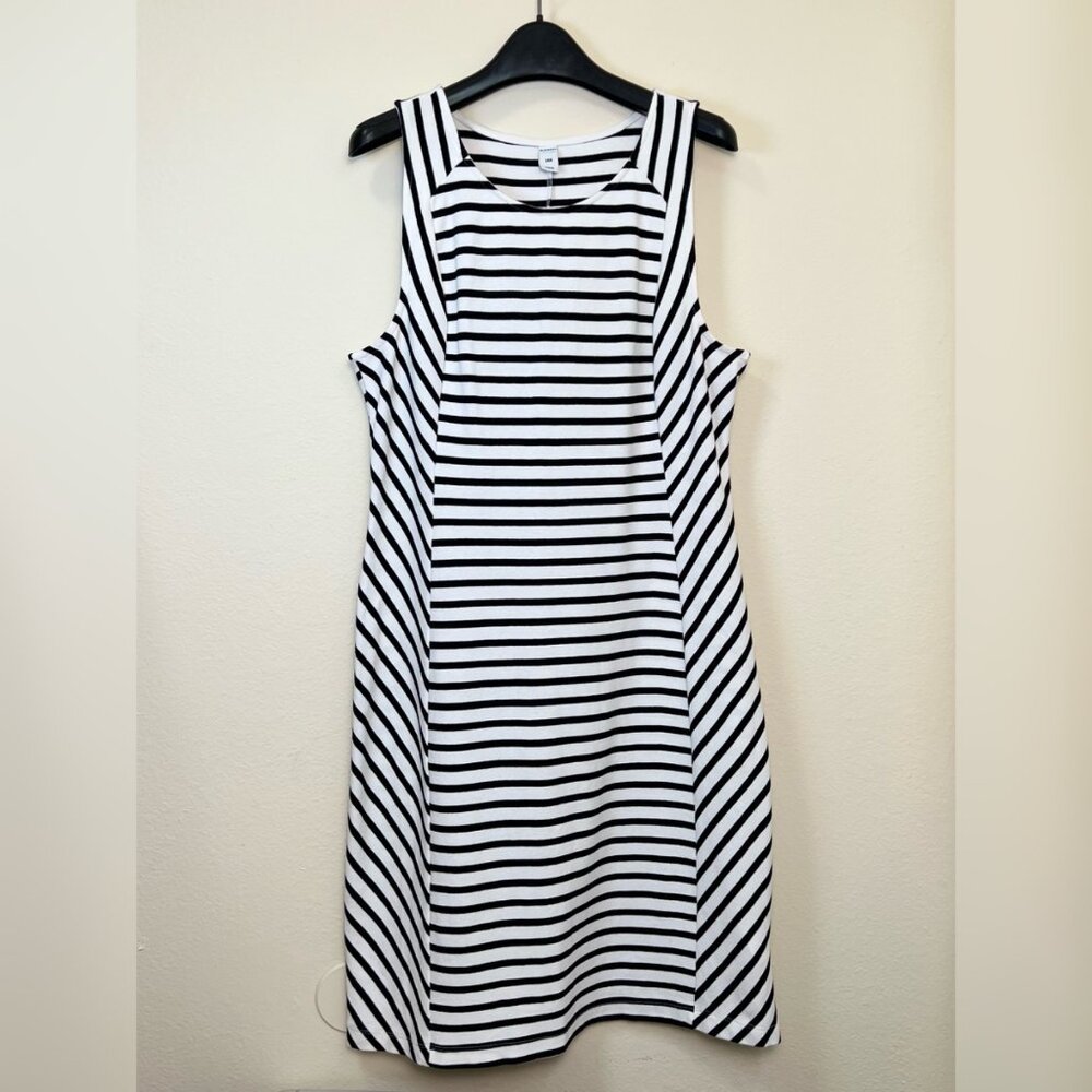 OLD NAVY Black & White Striped Sleeveless Casual Midi Dress Size Large